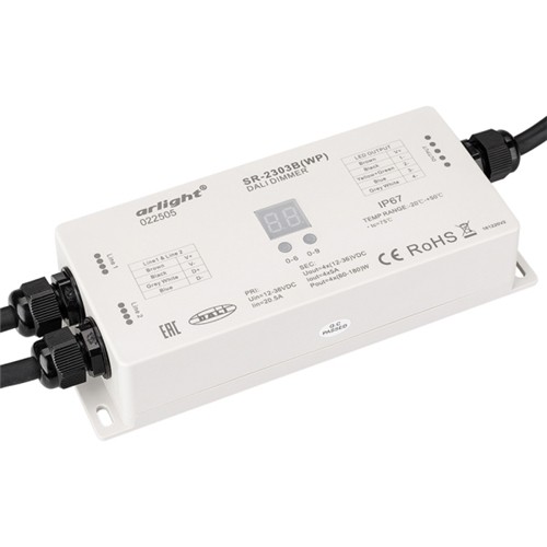 Диммер DALI SR-2303BWP (12-36V, 240-720W, 4 адреса, IP67)